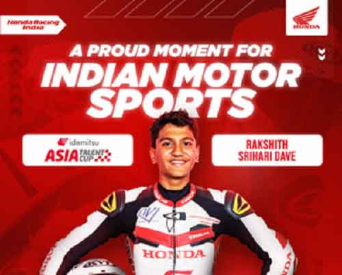 Honda Racing India’s Rakshith Dave to represent India at Asia Talent Cup 2024