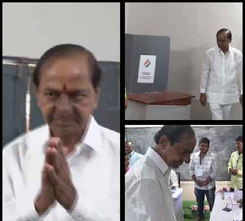 Telangana: KCR casts vote in Chintamadaka village