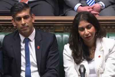 Sunak facing civil war in Conservative Party over future of Home Secy Suella Braverman