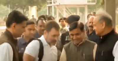 ‘We are together, Cong will sweep election’, says Rahul in Jaipur with Gehlot & Pilot by his side