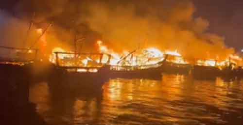 40 boats gutted in fire at Visakhapatnam Fishing Harbor