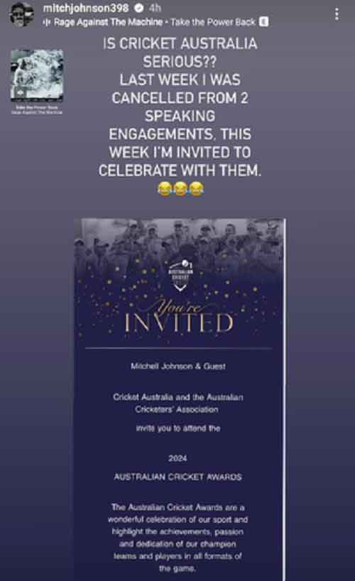 Johnson mocks CA’s awards invite after speaking engagements cancellation