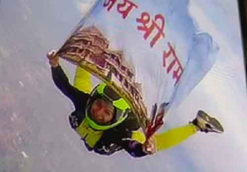 UP woman skydives with flag of Ram temple