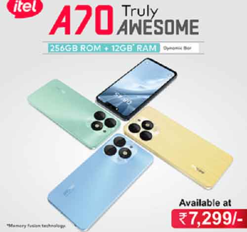 itel launches A70, India’s 1st smartphone with 256GB storage and 12GB (4+8) RAM at just Rs 7,299