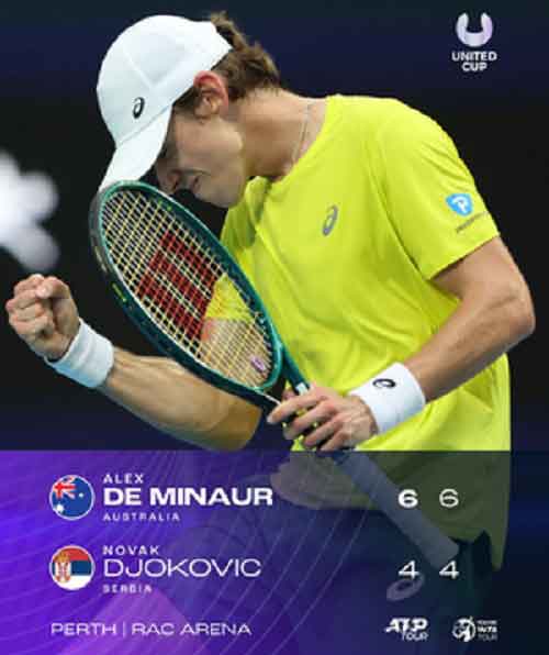 United Cup: De Minaur stuns Djokovic to give Australia QF lead in Perth