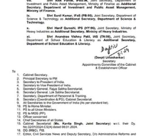 Centre promotes 12 bureaucrats to position of additional Secy