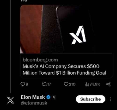 Musk denies report claiming his AI firm secured $500 mn funding