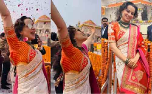 Kangana gleefully jumps during Pran Pratishtha of temple, chants ‘Jai Shri Ram’