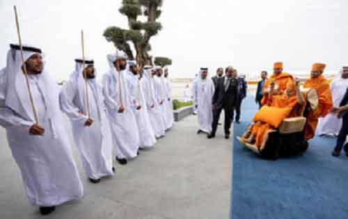 Mahant Swami Maharaj reaches Abu Dhabi for inauguration of UAE’s first Hindu temple