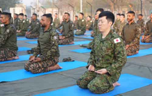 Indian, Japanese armies perform Yoga during joint military exercise in Rajasthan