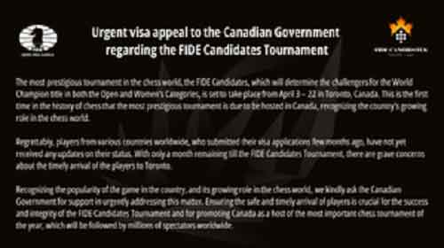 India’s chess champs await visas for WC qualifiers as Canada drags its feet