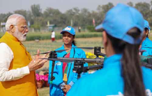 150 Namo Drone Didis from UP, Bihar showcase skills to PM at Sashakt Nari – Viksit Bharat programme