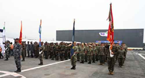 Opening ceremony of ‘Tiger Triumph’ exercise between India-US conducted onboard INS Jalashwa