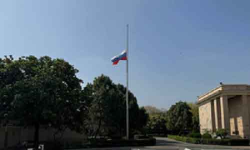 Russian Embassy in New Delhi flies national flag half-mast after Moscow terror attack