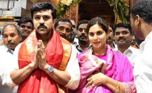 Ram Charan seeks Lord Venkateswara’s blessings at Tirupati with wife on birthday