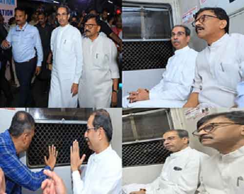 Uddhav Thackeray hops onto Mumbai local train after campaigning in Palghar