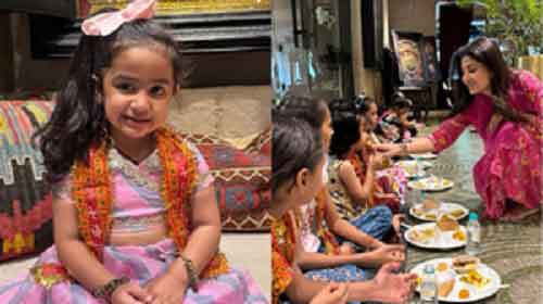 Shilpa celebrates Ashtami, Kanya Pujan ‘with our own Devi Samisha’