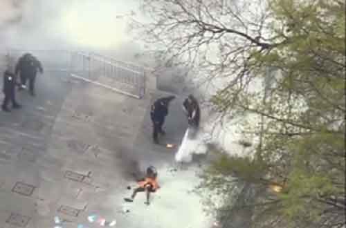 Man into ‘conspiracy theories’ attempts self-immolation as Trump trial was winding down 1st phase