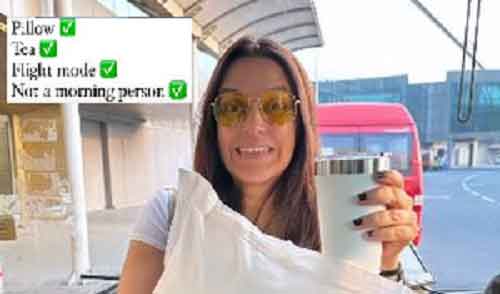 ‘Not a morning person’, says Neha Dhupia, as she turns on her ‘flight mode’