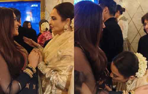 Rekha blesses mom-to-be Richa Chadha, gives her baby bump a kiss
