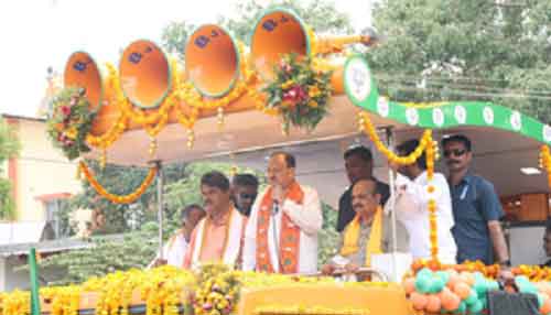 BJP President Nadda holds roadshow in K’taka for ex-CM Basavaraj Bommai