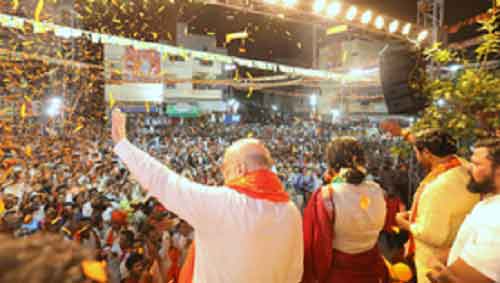 On Owaisi’s home turf, Amit Shah calls for joining Hyderabad with mainstream