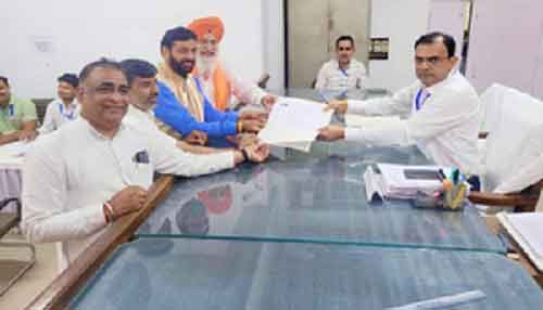 Haryana CM Saini, Khattar file nomination papers