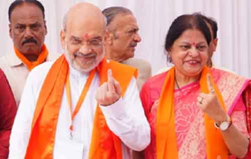 HM Amit Shah casts vote, urges people to ‘accept voting as duty’