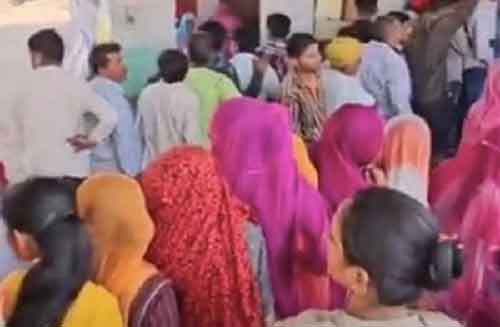 Repolling underway at a booth in Rajasthan’s Barmer LS seat