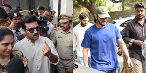 Telugu stars Ram Charan, Mahesh Babu cast their votes in Hyderabad