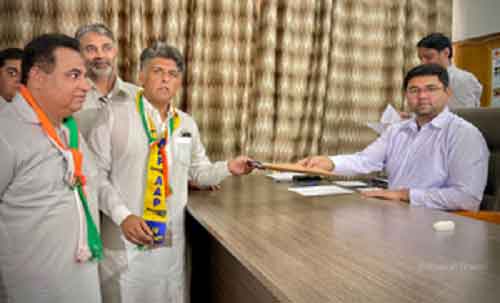 Carrying copy of Constitution, INDIA bloc nominee Manish Tewari files nomination from Chandigarh