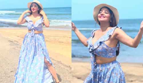 Monalisa’s beach fashion is all about breezy co-ord set, sun hat, slippers