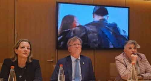 Israel shows ambassadors with Palestine statehood plan hostage video