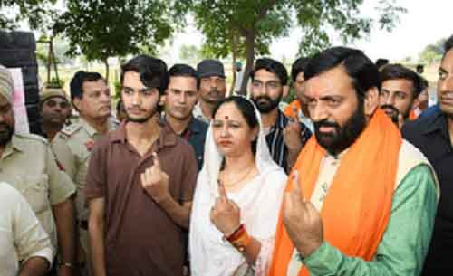 Haryana CM Saini, his predecessor Khattar among early voters
