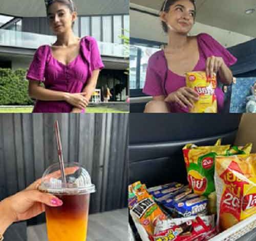 Anushka Sen offers a peek into her shoot day in Bangkok; drops pic munching chips