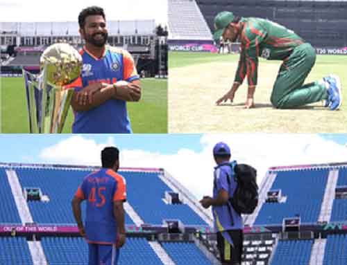 T20 WC: Rohit, Shanto stroll through New York Stadium before warm-up match