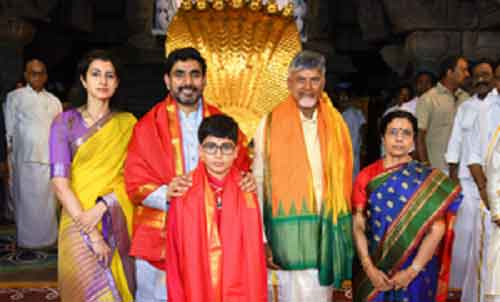 Chandrababu Naidu along with family offers prayers at Tirumala