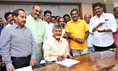Chandrababu Naidu takes charge as Andhra Pradesh CM, signs five files