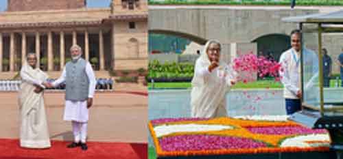 Sheikh Hasina receives ceremonial welcome at Rashtrapati Bhawan