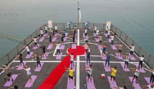 Indian Navy conducts Yoga sessions on warships, foreign ports