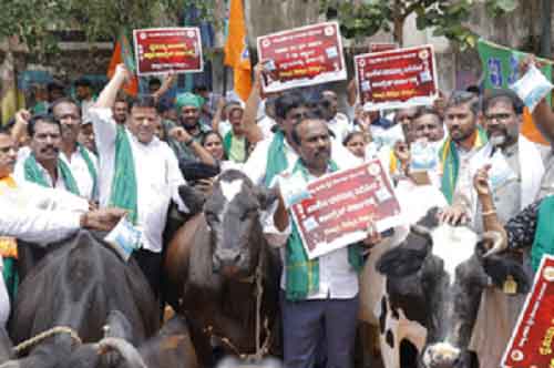 K’taka BJP protests against milk price hike, demands rollback