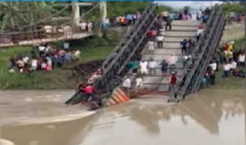 Truck plunges into river as bridge collapses in Manipur