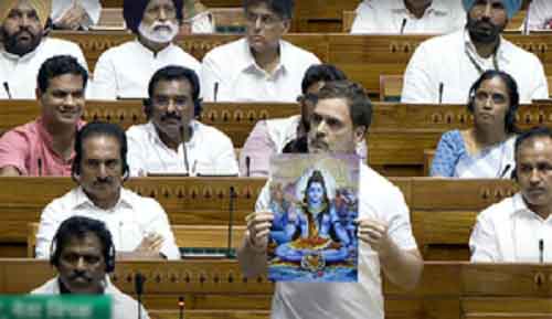 It’s not NEET, but Rahul Gandhi’s take on Abhay Mudra, Hinduism & Agniveers that flew sparks in Parliament