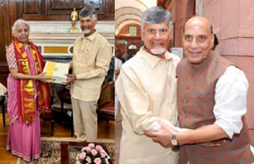 Andhra CM Naidu meets FM Sitharaman, Defence Minister Rajnath