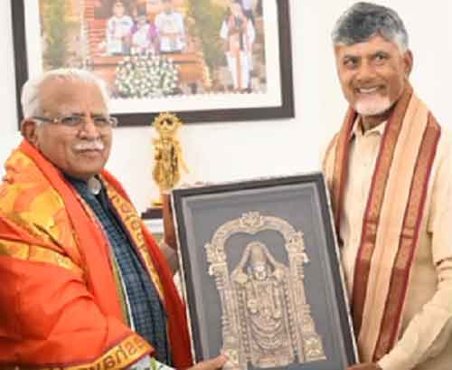 Naidu meets Union Minister Manohar Lal Khattar for support on urban infra projects