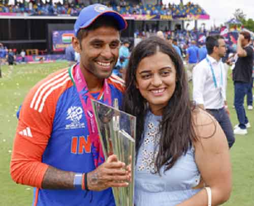 Suryakumar visits Marigudi temple with wife Devisha after T20 World Cup triumph