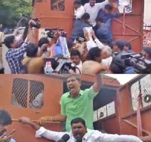 Protest for postponement of DSC exams continue in Hyderabad