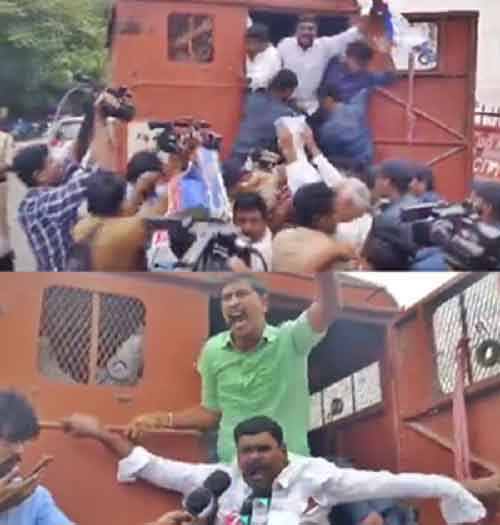 Protest for postponement of DSC exams continue in Hyderabad