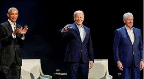 Obama, Clintons praise Biden