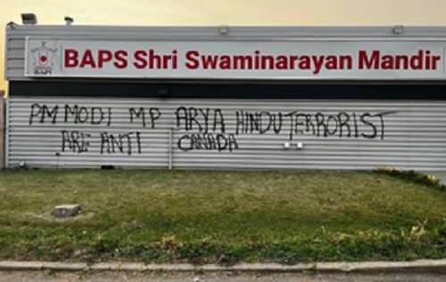 Another Hindu temple in Canada vandalised, MP calls for action
